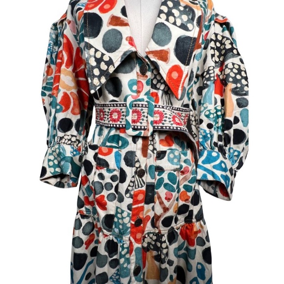 NWOT FARM Rio Button Down Dress Balloon Sleeve Adjustable Belt (XS) - Picture 6 of 14